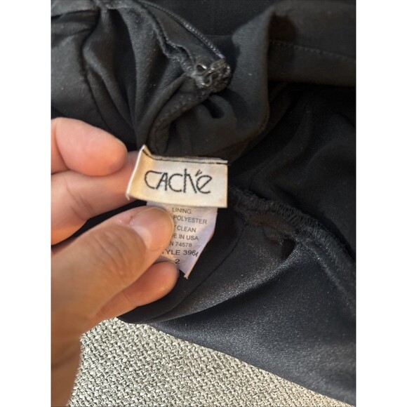 Caché Womens Black Y2K Cocktail Dress Size 2 Goth Glam Prom Eveningwear Fairy - Picture 6 of 9